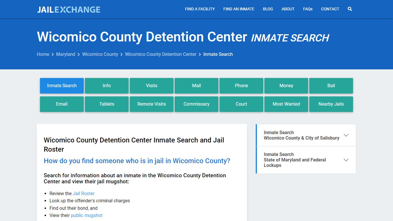Wicomico County Detention Center Inmate Search - Jail Exchange